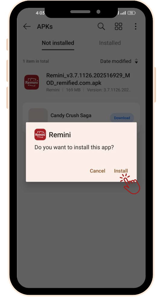 Remini App Installing